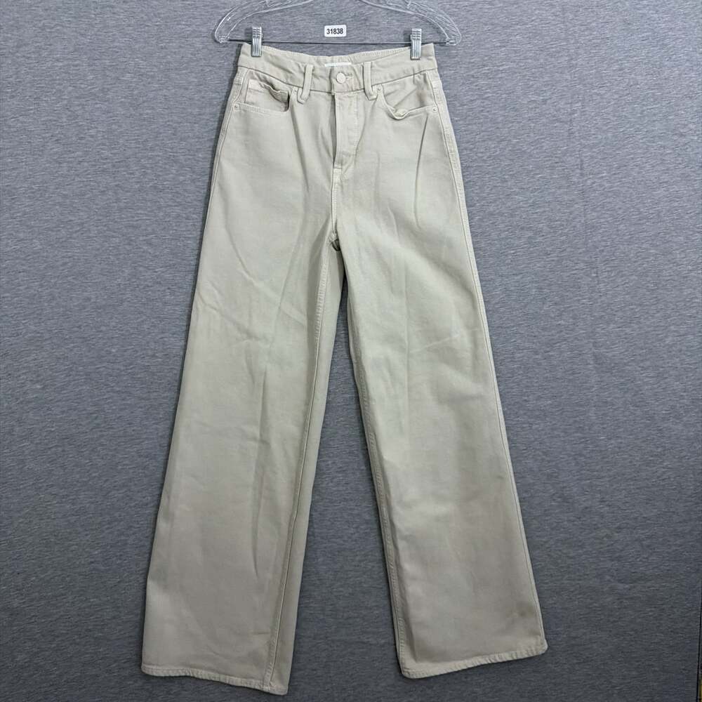 Good American Good Skate Womens 2/26 Cream High Rise Wide Leg Jeans Bone